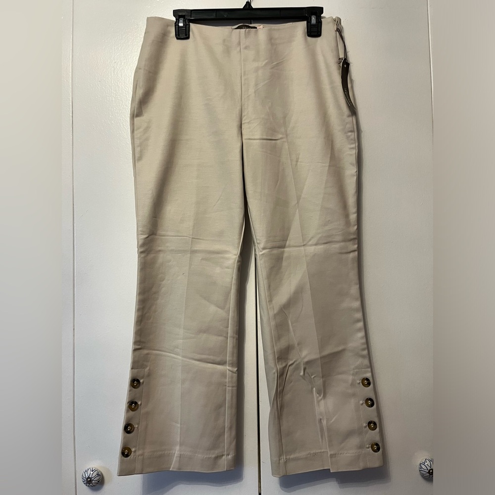 Crosby Bone Cropped Button Leg Pant